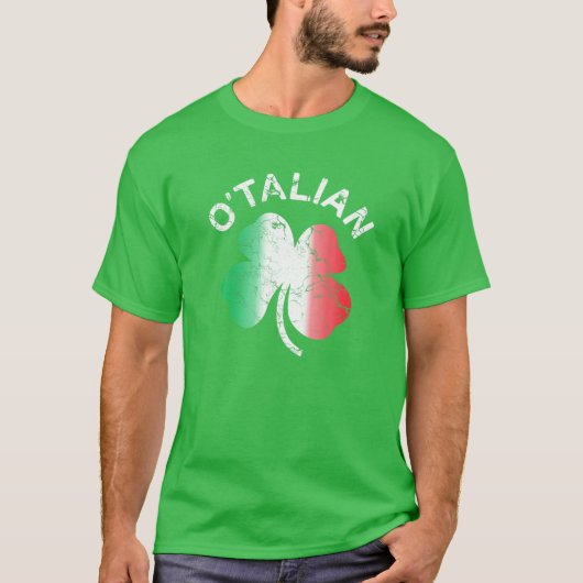 O'Talian St Patrick Shamrock Italië Vlag Shirt (Voorkant)