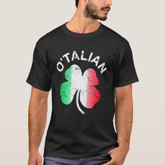 O'talian St Patrick Shamrock Italië Vlag T-shirt (Voorkant)