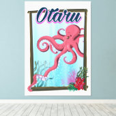 Otaru Japan Squid reisposter Canvas Afdruk (Insitu (Houten vloer))