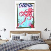 Otaru Japan Squid reisposter Canvas Afdruk (Insitu (Slaapkamer))