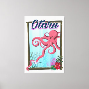 Otaru Japan Squid reisposter Canvas Afdruk