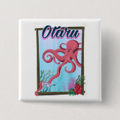 Otaru Japan Squid reisposter Vierkante Button 5,1 Cm (Voorkant)