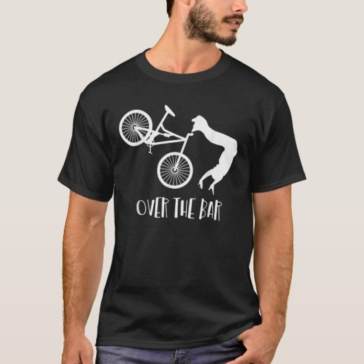 OTB over de bar Funny Mountain Bike Funny Biking T-shirt (Voorkant)