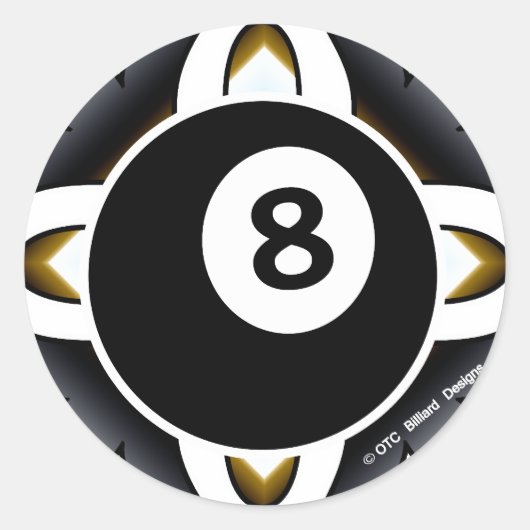 OTC Billiards 8 Ball Deco Ronde Sticker (Voorkant)