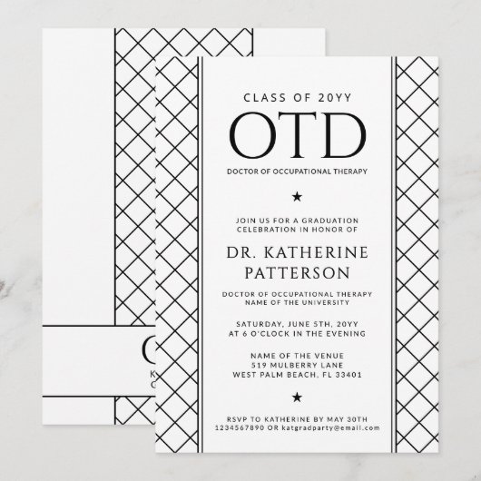 OTD Doctor in de ergotherapie Afstuderen Kaart (Voorkant / Achterkant)