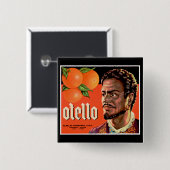 Otello Oranje Label Vierkante Button 5,1 Cm (Voorkant /achterkant)