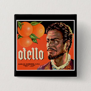 Otello Oranje Label Vierkante Button 5,1 Cm