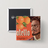 Otello Oranje Label Vierkante Button 5,1 Cm (Voorkant /achterkant)