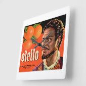 Otello Oranje Label Vierkante Klok (Hoek)