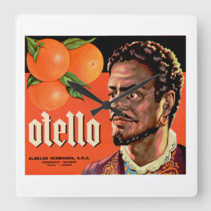 Otello Oranje Label Vierkante Klok