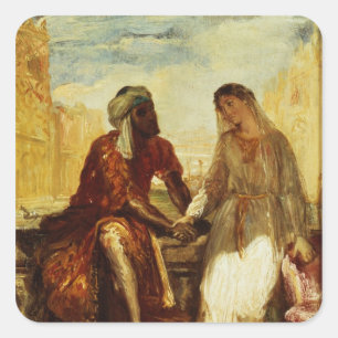 Othello en Desdemona in Venetië, 1850 Vierkante Sticker