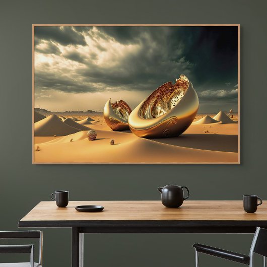 Otherworld Relics – Surreal Desert Sculpture Canvas Afdruk