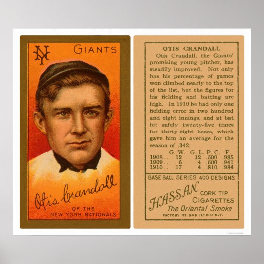 Otis Crandall Giants Baseball 1911 Poster (Voorkant)