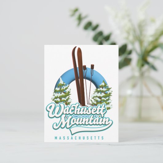 Otis Ridge Massachusetts ski logo Briefkaart (Staand voorkant)