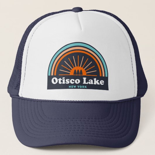 Otisco Lake New York Regenboog Trucker Pet (Voorkant)