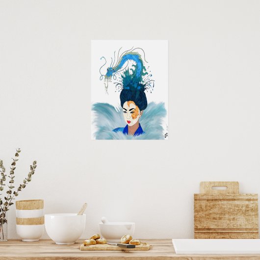 Otohime Goddess Geisha van het Zee Poster (Keuken)