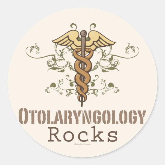 Otolaryngologie Rocks Caduceus Stickers (Voorkant)