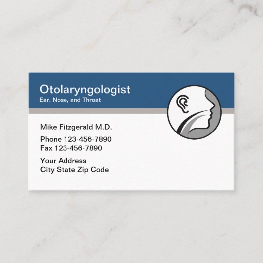 Otolaryngologist Ear Nose Throat Doctor Modern Visitekaartje (Voorkant)