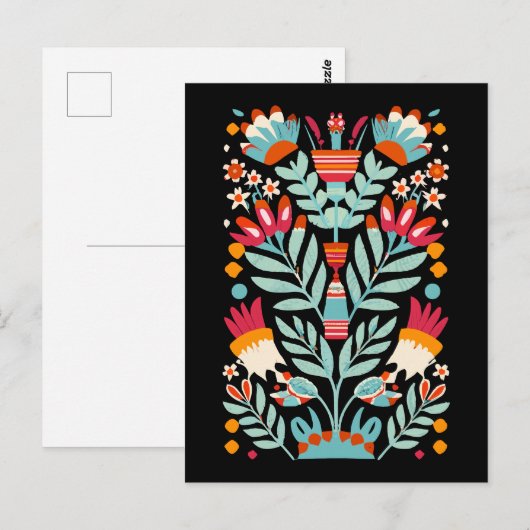 Otomi bloemenpatroon Mexicaanse bloemkunst Briefkaart (Voorkant / Achterkant)