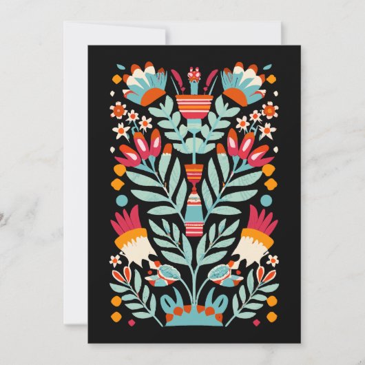 Otomi bloemenpatroon Mexicaanse bloemkunst Kaart (Voorkant)