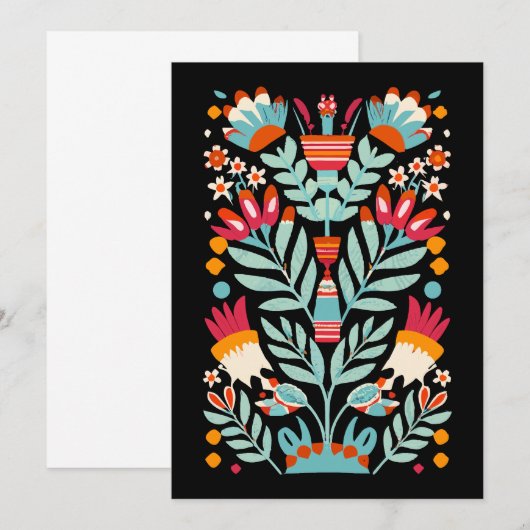 Otomi bloemenpatroon Mexicaanse bloemkunst Kaart (Voorkant / Achterkant)