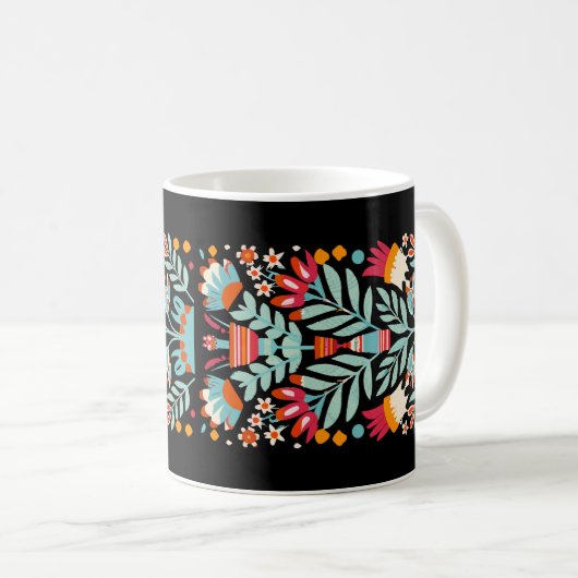 Otomi bloemenpatroon Mexicaanse bloemkunst Koffiemok (Voorkant rechts)