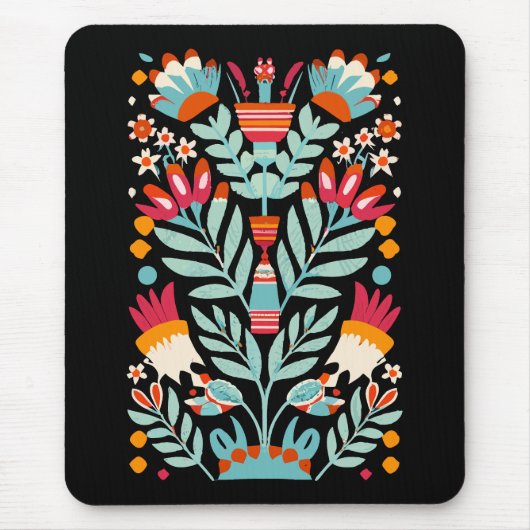 Otomi bloemenpatroon Mexicaanse bloemkunst Muismat (Voorkant)