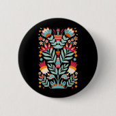 Otomi bloemenpatroon Mexicaanse bloemkunst Ronde Button 5,7 Cm (Voorkant)