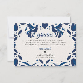 Otomi Blue Floral Elegant Fiesta Spanish Wedding Bedankkaart