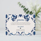 Otomi Blue Floral Elegant Fiesta Spanish Wedding Bedankkaart (Staand voorkant)