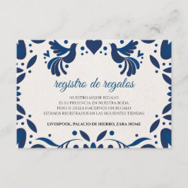 Otomi Blue Floral Elegant Fiesta Spanish Wedding Informatiekaartje