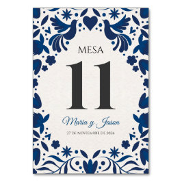 Otomi Blue Floral Elegant Fiesta Spanish Wedding Kaart