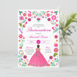 Otomi Borduurwerk Prinses Quinceañera Uitnodiging