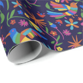 Otomi Colorful Bird & Flowers Pattern schattige zo Cadeaupapier (Rol Hoek)