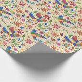 Otomi Colorful Bird & Flowers Pattern schattige zo Cadeaupapier (Hoek)