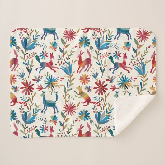 Otomi Inspired Design Sherpa Deken (Voorkant (horizontaal))