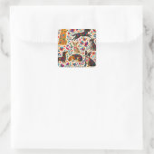 Otomi Kunst Hond Vierkante Sticker (Tas)