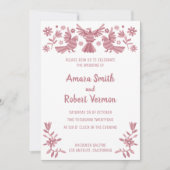 Otomi, MEXICA, PINK, FLOWERS, VOGELVERKLARING Aankondiging (Voorkant)