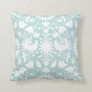 Otomi Print, Aqua & White Boho Sierkussen