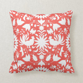 Otomi Print, Coral & White Boho Sierkussen