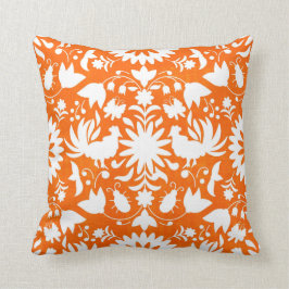Otomi print, oranje & witte boho kussensloop kussen