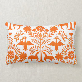 Otomi Print, White en Oranje Boho Sierkussen Kussen