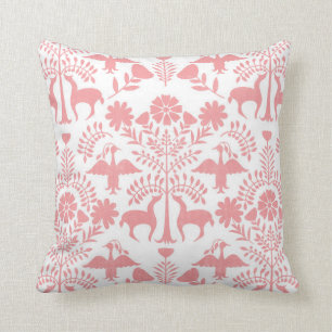 Otomi Print, White & Light Pink Boho Sierkussen