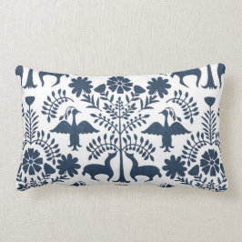 Otomi Print, White & Navy Blue Boho Sierkussen Kussen
