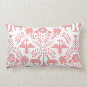 Otomi Print, White & Pastel Pink Boho Sierkussen Kussen