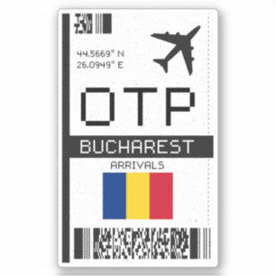OTP Boekarest, Roemenië Boarding Pass - Luchthaven Sticker