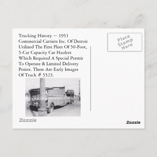 OTR-autowrakken briefkaart 1951 Vroege capaciteit (Achterkant)