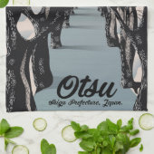 Otsu, Japan, bloesembomen reisposter Theedoek (Gevouwen)