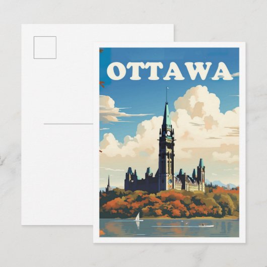 Ottawa Canada Art Vintage Travel Illustratie Briefkaart (Voorkant / Achterkant)