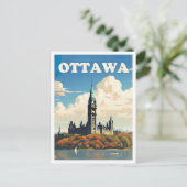 Ottawa Canada Art Vintage Travel Illustratie Briefkaart (Staand voorkant)
